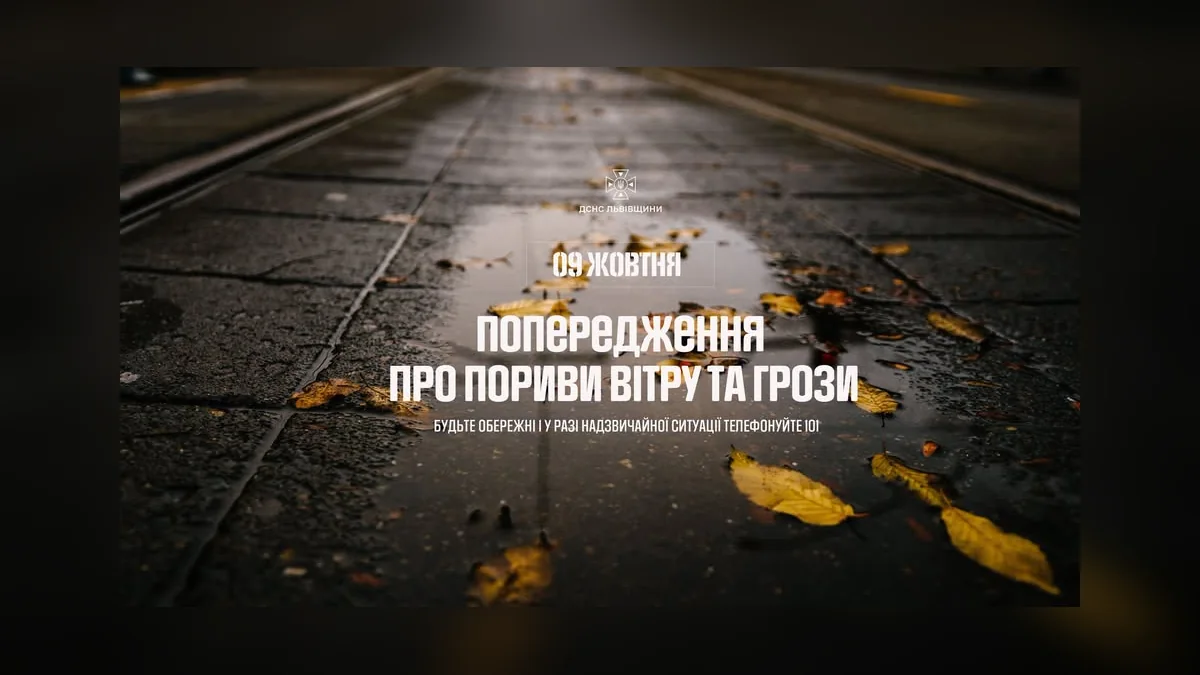 У Львові та області 9 жовтня оголосили штормове попередження через грози й вітер