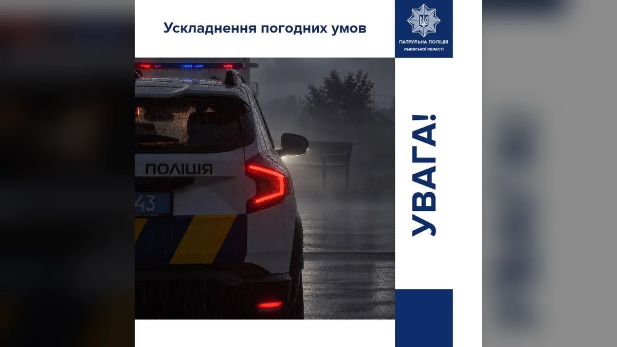 У Львові через дощ і туман патрульні закликали водіїв та пішоходів бути обережними